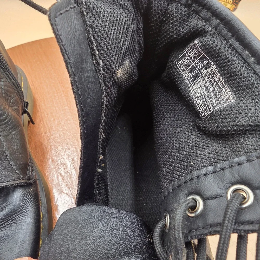 Dr. Martens 1460 J Black Leather Lace Up Side Zip Boots US L 5 M 4 EU 36